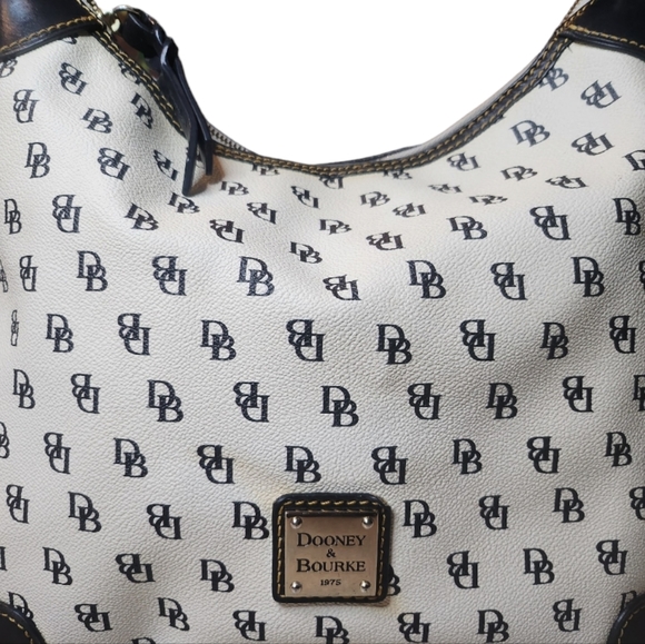 Dooney & Bourke Signature Monogram Erica Shoulder Hobo Bag Black & White - Picture 8 of 16